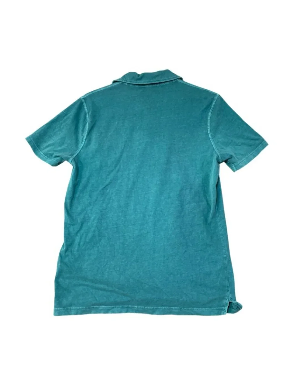 Banana Republic Men's L Teal Distresses Polo Shirt Cotton Button Pocket C0969